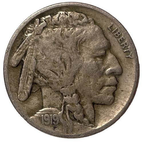 1919 Buffalo Nickel DDO FS-101 doubled die obverse showing doubled date numerals under magnification