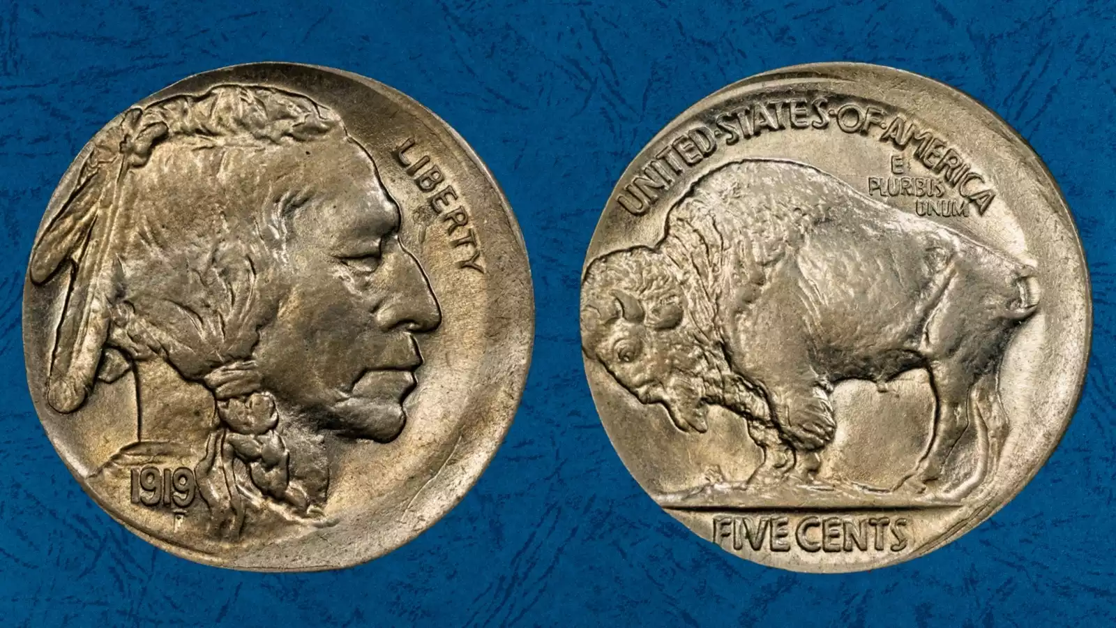 1919 Buffalo Nickel off-center strike error showing blank planchet area and misaligned design